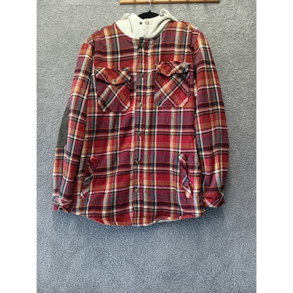 Legendary Whitetails Y2K Hooded Flannel Jacket Men's MD Sherpa Lined‎ Plaid